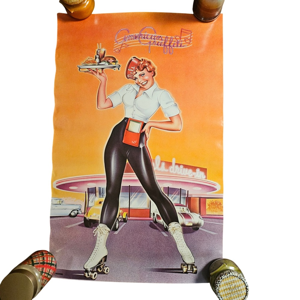 American Graffiti Movie Soundtrack Vintage 1973 Promo‎ Poster 22x35 MCA Rock
